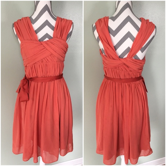 BCBGeneration Dresses & Skirts - Last Chance!! BCBGeneration Coral Belted Wrap Chiffon Dress 10